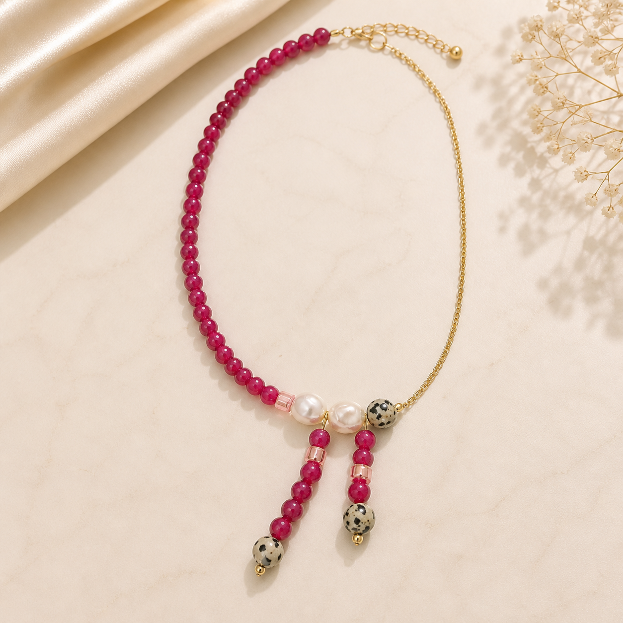 Collar con oro y perlas de rio