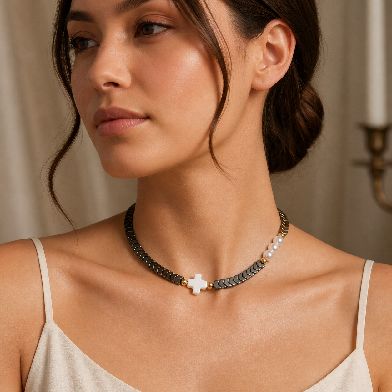 Chocker de piedra hematita