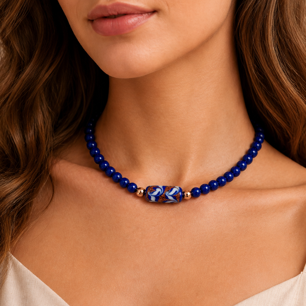 Chocker con ágata azul oscuro