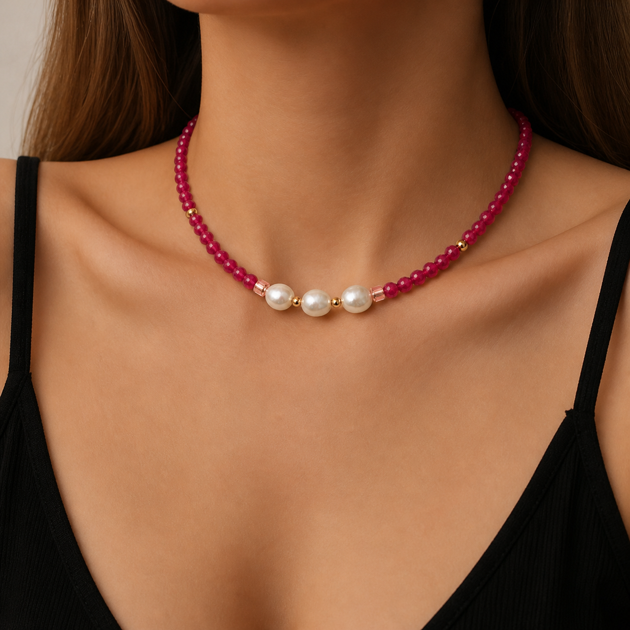 Chocker con perlas de rio 
