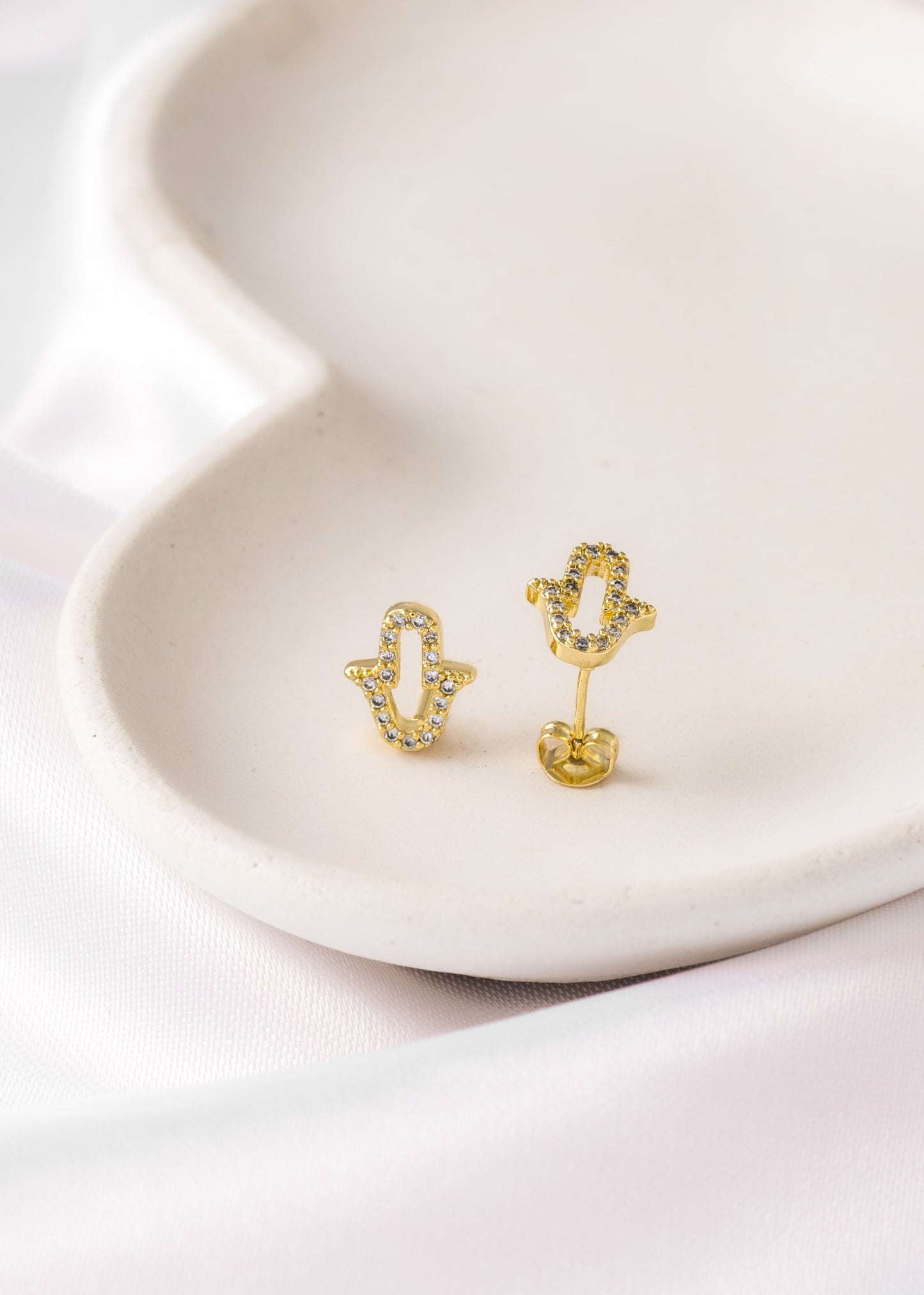 Pendientes Aretes Mano Hamsa Circonias