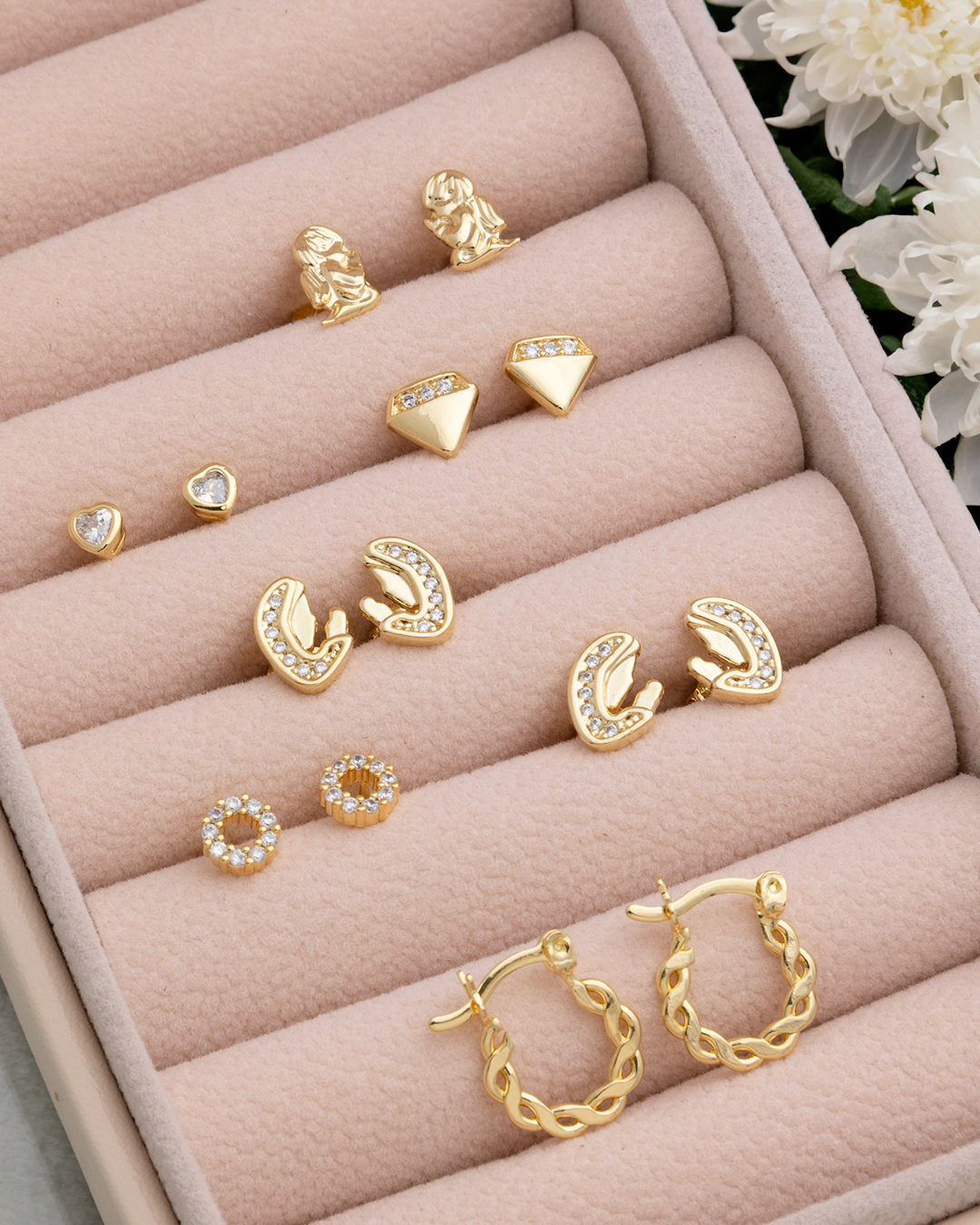 Pendientes Aretes Topo Virgen Maria