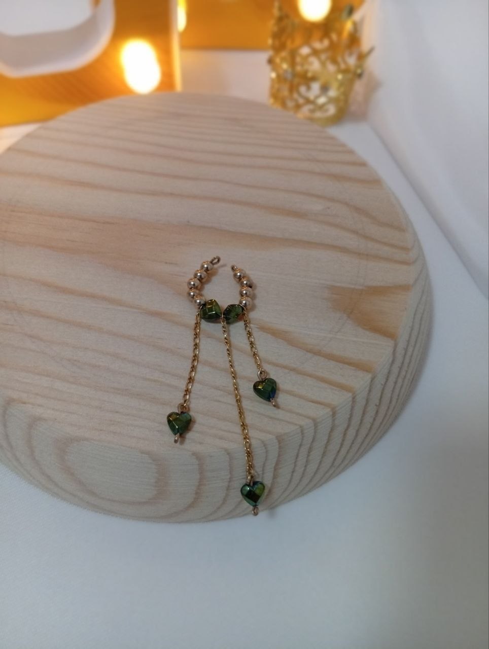 Ear Cuff Emerald Hearts